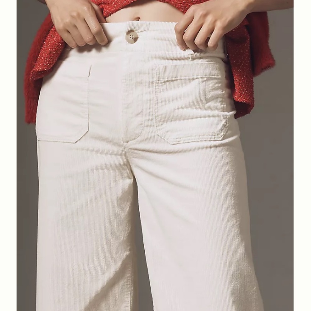 Maeve Cream Wide Leg Corduroy Jeans